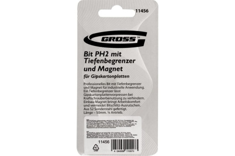 Купить Биты РН2х50 с ограничителем и магнитом для ГКЛ S2 //GROSS 11456 фото №14
