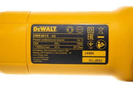 Купить Угло-шлифовальная машина Dewalt DWE4015-KS 125-730 Вт 4015 фото №6