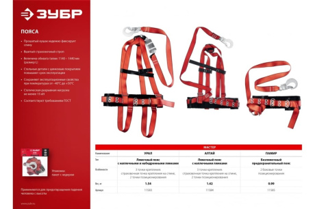 Купить Пояс монтажный "Зубр" Алтай Лямочный ленточный строп  11584 фото №9